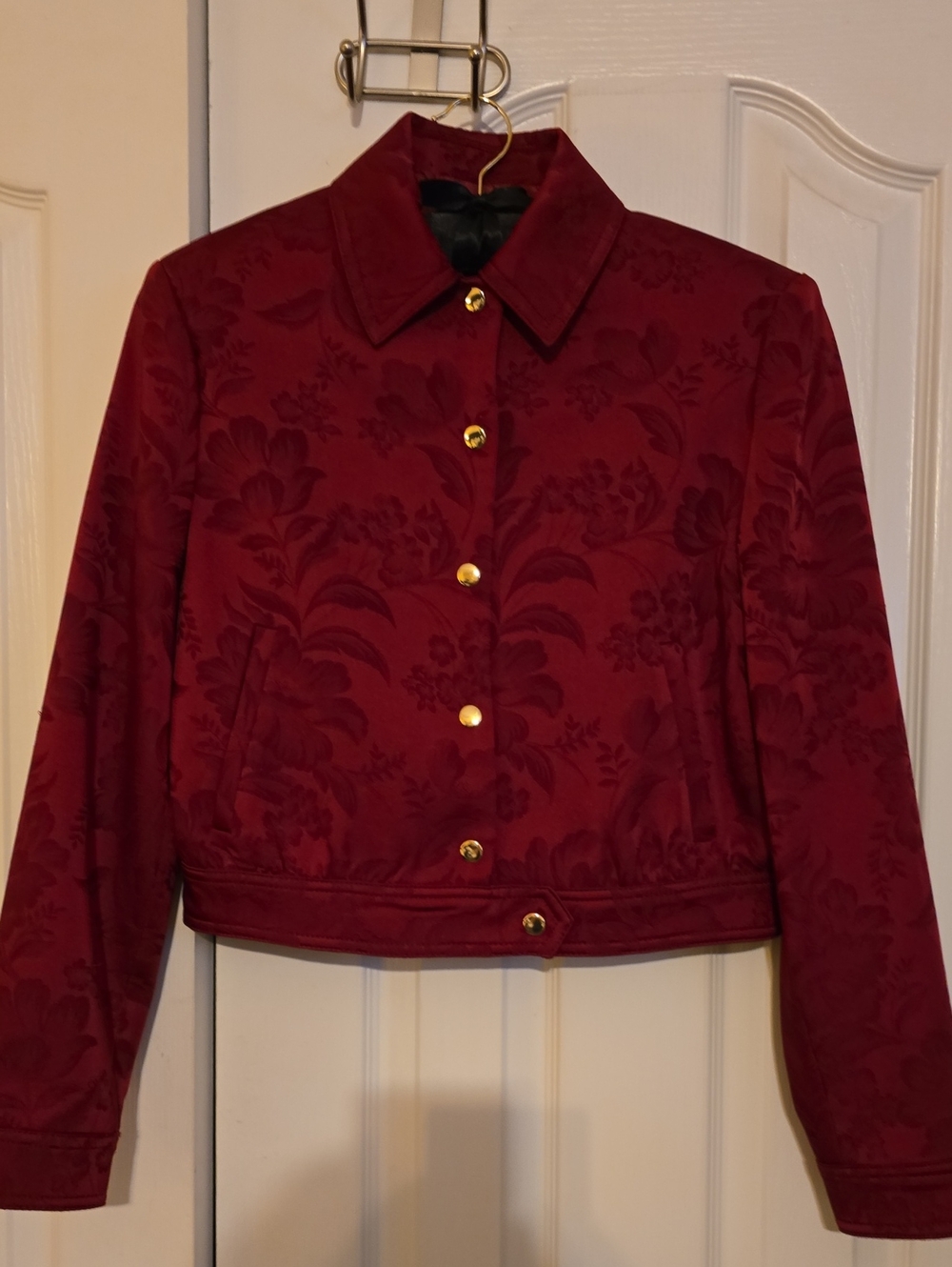 Zara Red Jacquard Floral Print Bomber Jacket - Size Small - Flawless